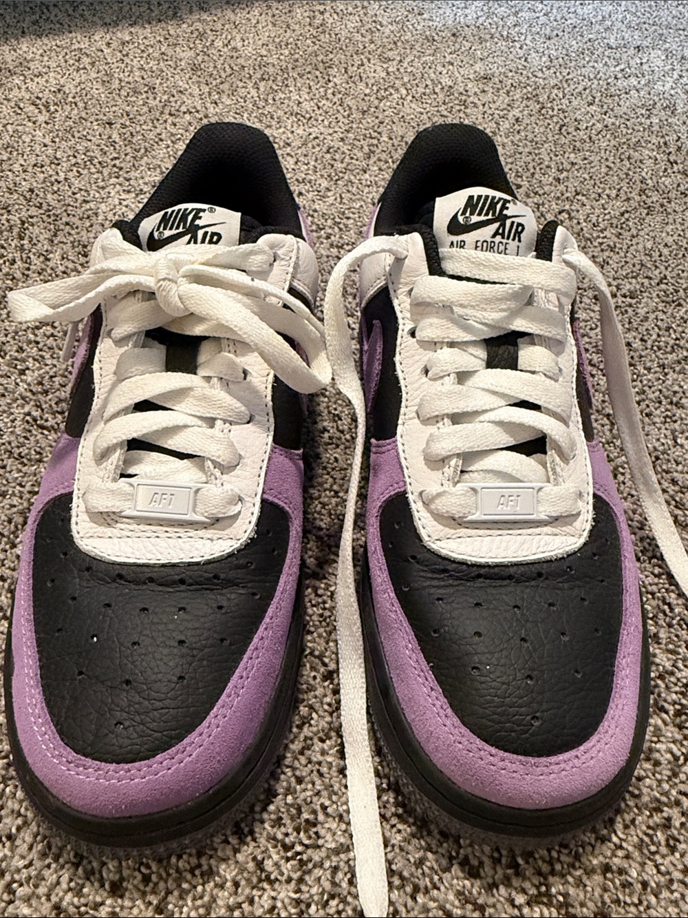 Nike Air Force 1 Sneakers — Black, Purple & White - Picture 1 of 5